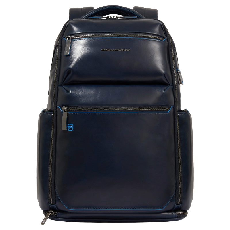 Piquadro Blue Square Large Leather Laptop Backpack 15,6"
