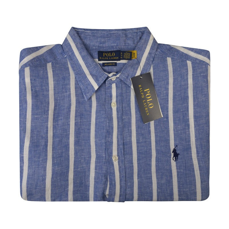 Ralph Lauren Polo Relaxed Fit Striped Linen Shirt Blue/White