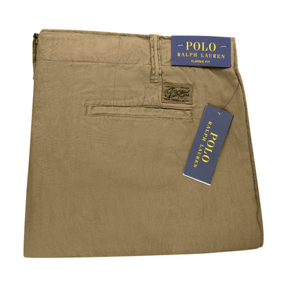 Ralph Lauren Classic Fit Maritime Cotton Linen Blend Chino Shorts Beige Men's