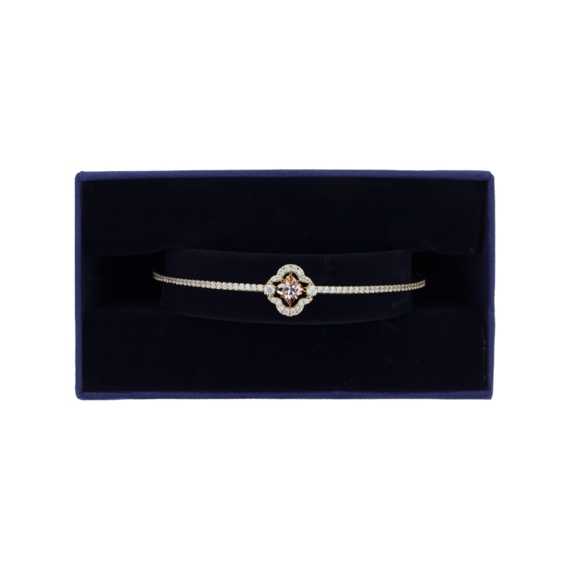 Swarovski Rose-gold Tone Plated Sparkling Dance Clover Bangle 5516476