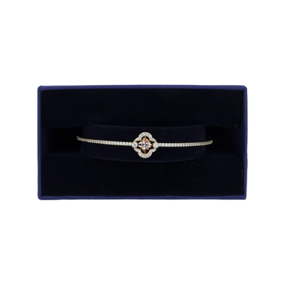 Swarovski Rose-gold Tone Plated Sparkling Dance Clover Bangle 5516476