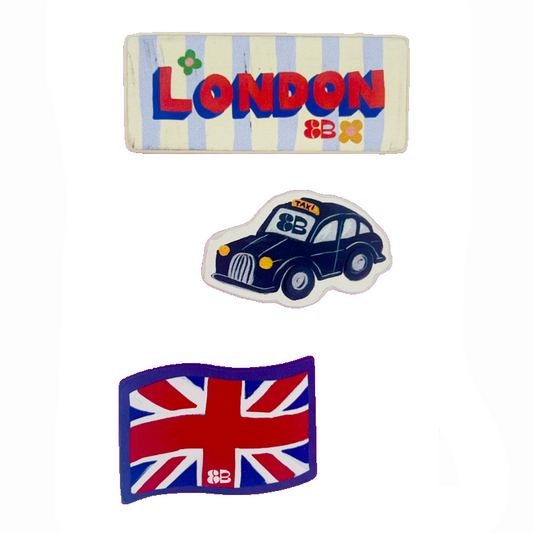 Celebrate London with Eleanor Bowmer's 3-pack souvenir fridge magnets. Bold designs, iconic symbols, perfect keepsake for home or office!