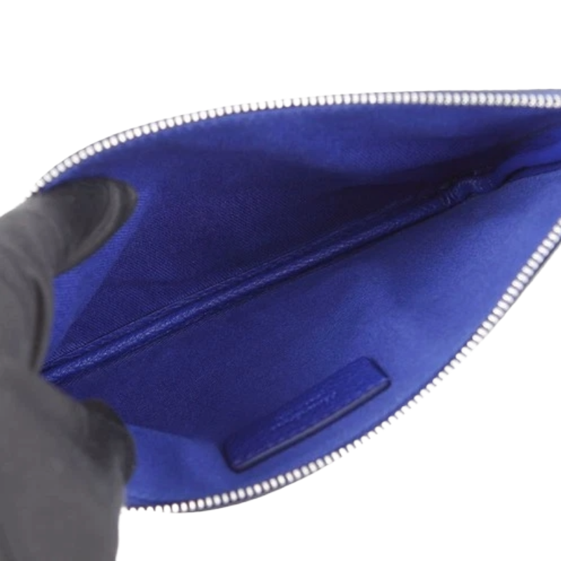 Salvatore Ferragamo Black & Blue Leather Cut-Out Leather Handbag Pouch