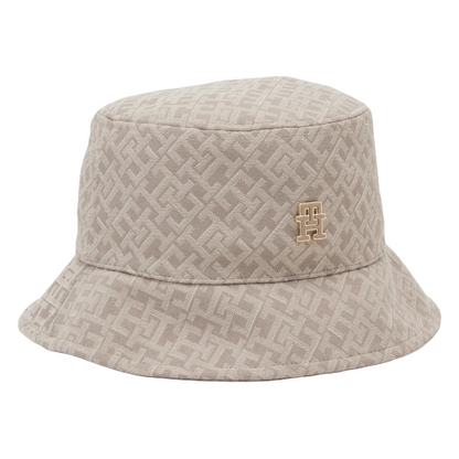 Tommy Hilfiger Monogram Jacquard Women's Beige Bucket Hat One Size