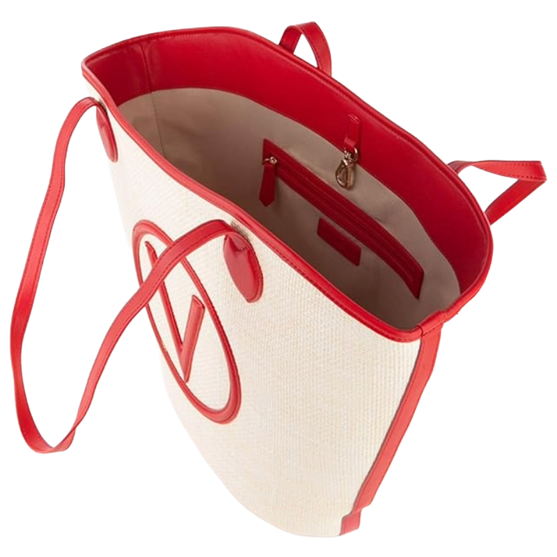 Valentino Women's Covent Red Shopping Bag NATUR/ROSS VB7QO01