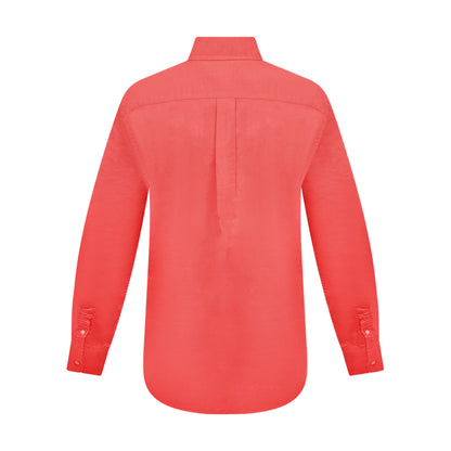 Ralph Lauren Slim Fit Cotton Blouse Shirt Coral Womens