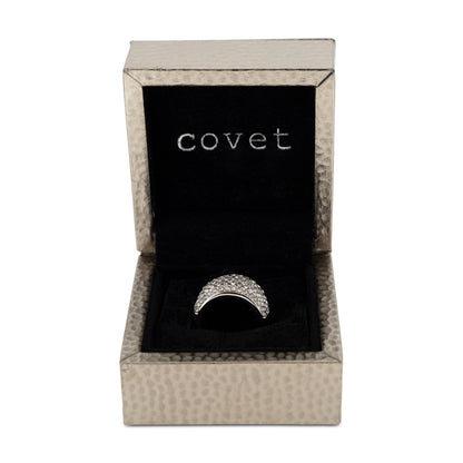 Covet Rhodium Pave Crystal Band Silver Ring - Size 6