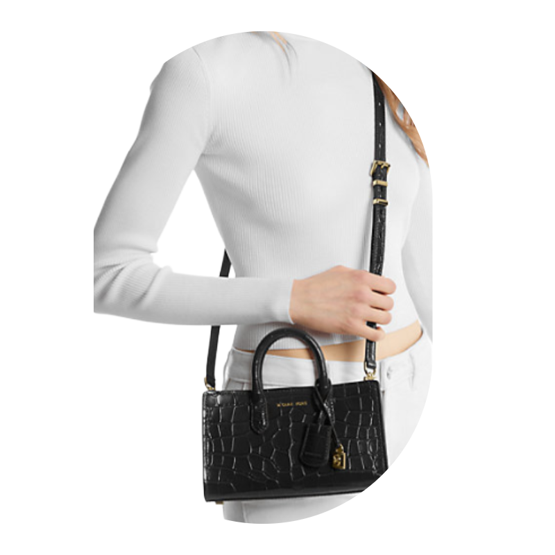 Michael Kors Scarlett Extra Small Crossbody Embossed Leather Bag Black