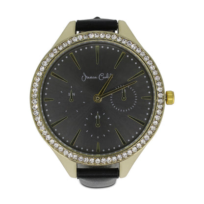 Jessica Carlyle Black & Gold Crystal Watch with Bracelet Set 2494